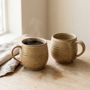 Hand-Thrown Stoneware Mugs, Set of 2