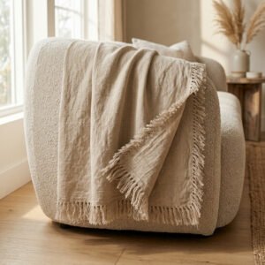 Washed Linen Throw Blanket