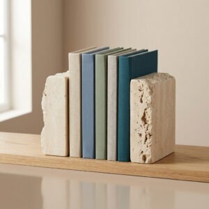 Travertine Bookends, Pair