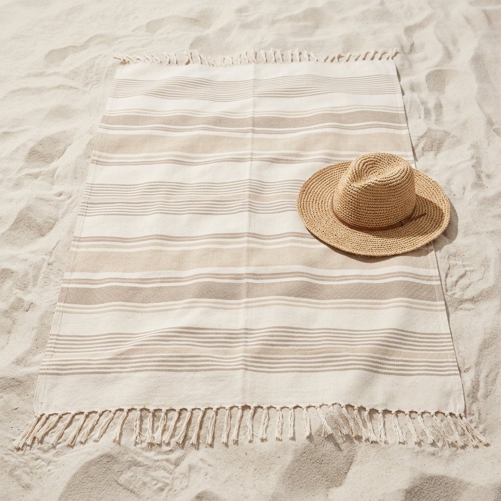 Turkish Beach Towel, Sandbar Stripe