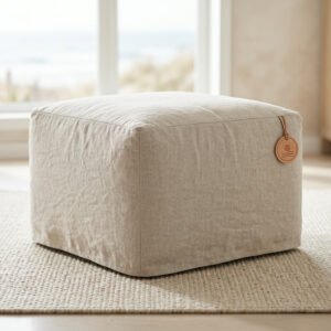 Linen Slipcovered Ottoman