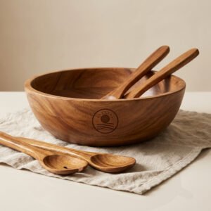 Acacia Salad Bowl & Servers