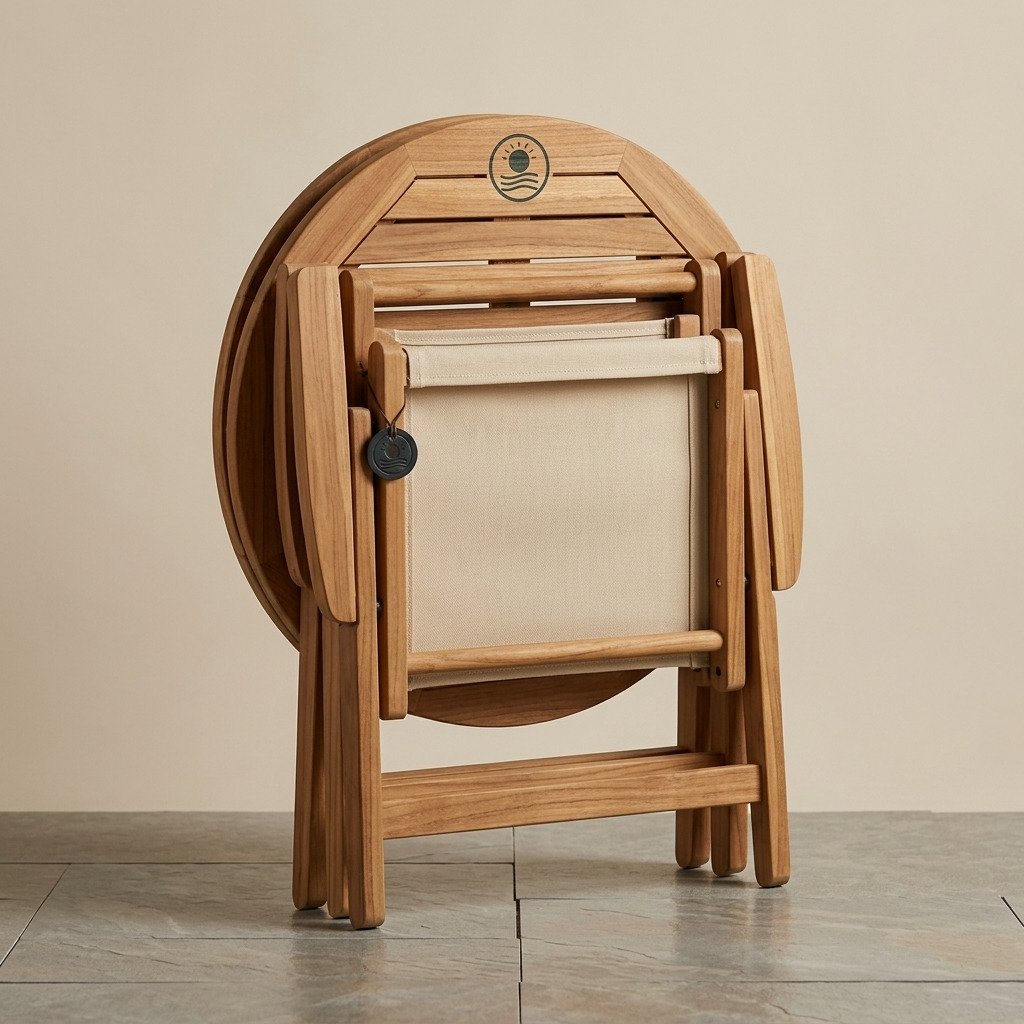 Teak & Sling Folding Bistro Set
