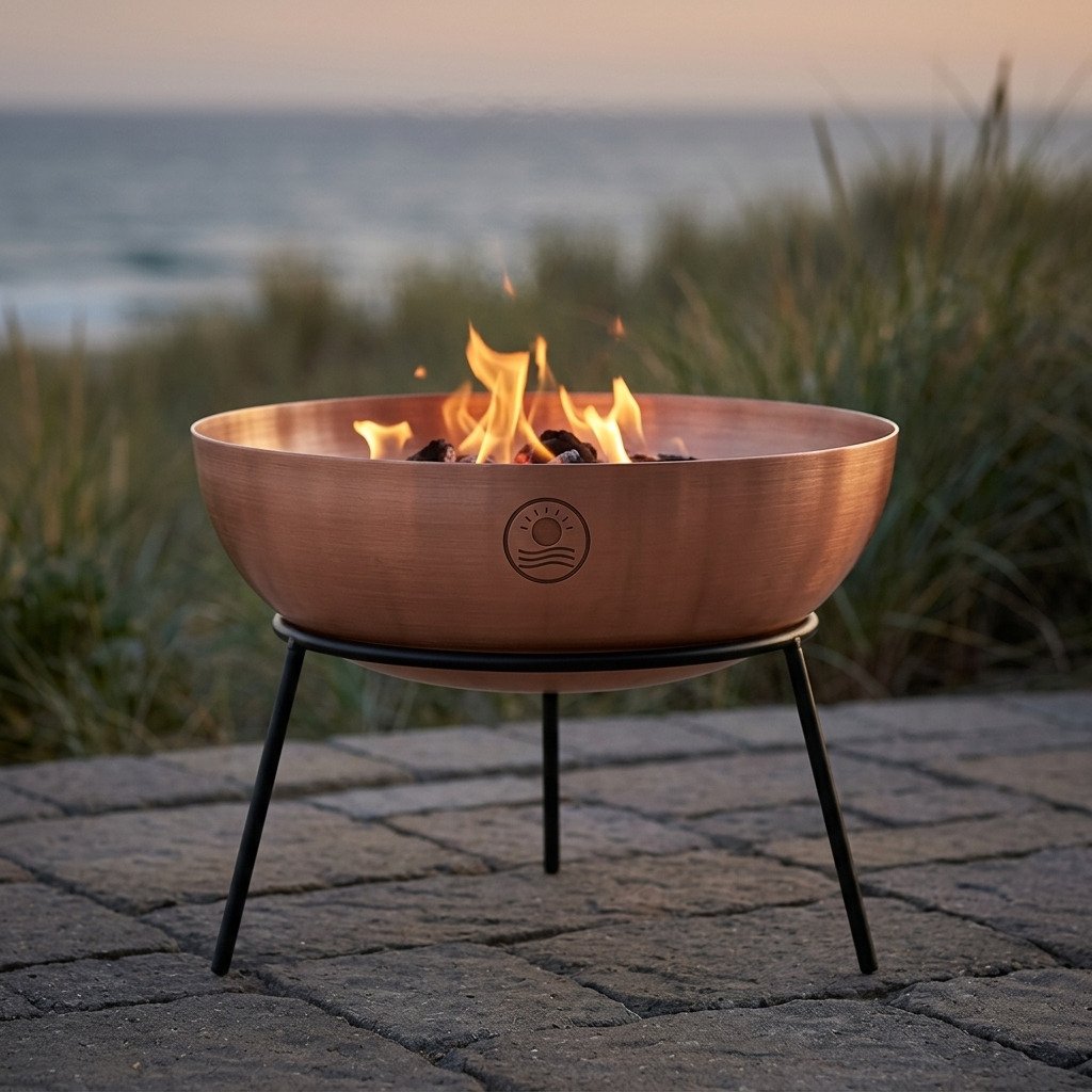 Copper Fire Bowl on Stand