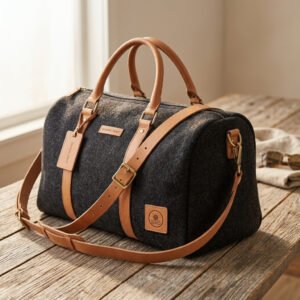 Wool & Leather Weekender Bag