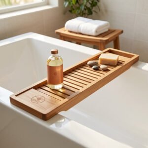 Teak Bath Caddy & Stool Set