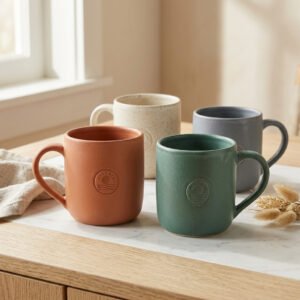 Stoneware Coffee Mugs, Set of 4