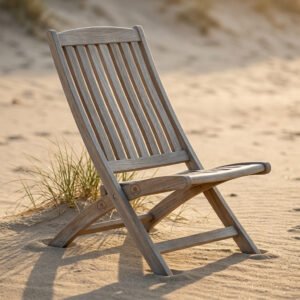 Teak Slat Folding Lounger