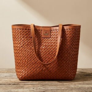 Woven Leather Market Tote